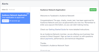 Notifikasi Persetujuan Audience Network Facebook