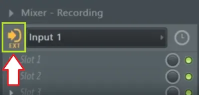 Изображение кнопки EXT в микшере FL Studio