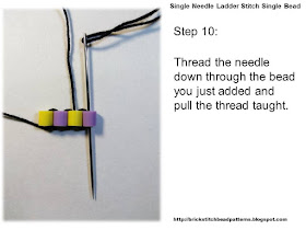 Click the image to view the single needle ladder stitch beading tutorial step 10 image larger.