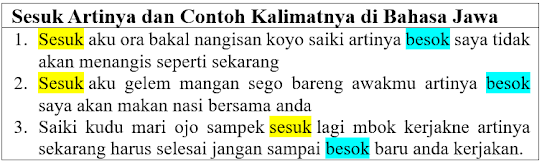 Sesuk Artinya dan Contoh Kalimatnya di bahasa Jawa