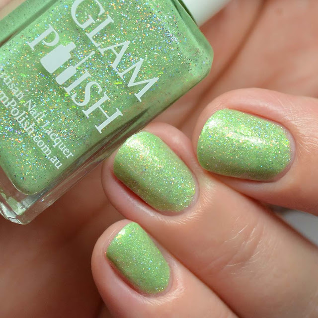 lime crelly holo nail polish