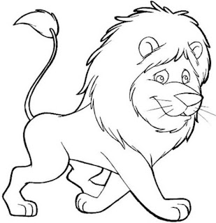 Mewarnai gambar hewan  singa si raja hutan  untuk belajar  anak