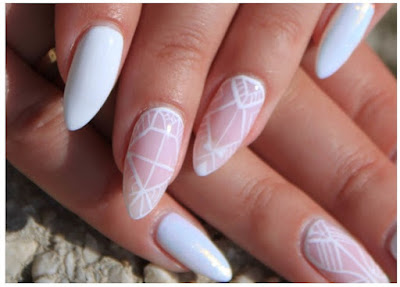 cute white wedding nails