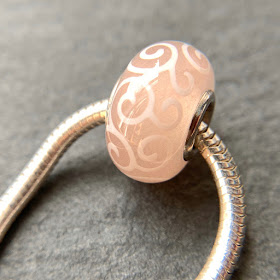 Handmade lampwork glass silver core big hole charm bead by Laura Sparling made with CiM Vintage Rose