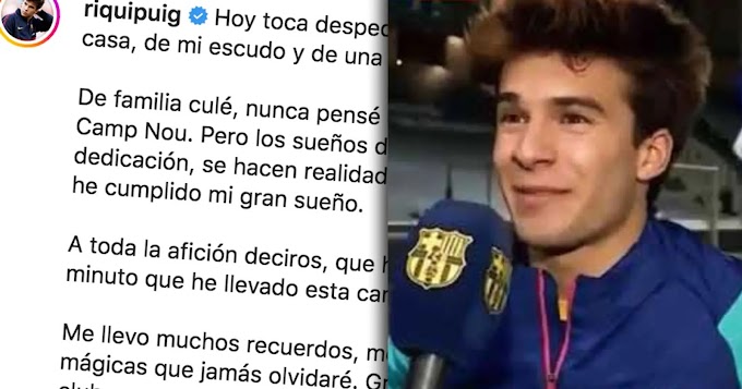 'I Accomplished My Biggest Dream': Riqui Puig Pens Farewell Letter To Barca Fans