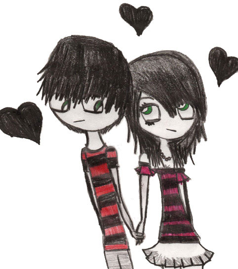 emo lovers anime. cute emo love images