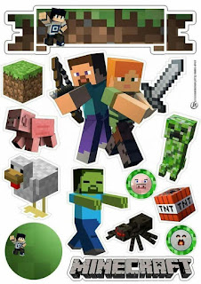 Fiesta de Minecraft: Toppers para Tartas, Tortas, Pasteles, Bizcochos o Cakes para Imprimir Gratis.