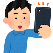 スマホで撮影する人のイラスト（男性）