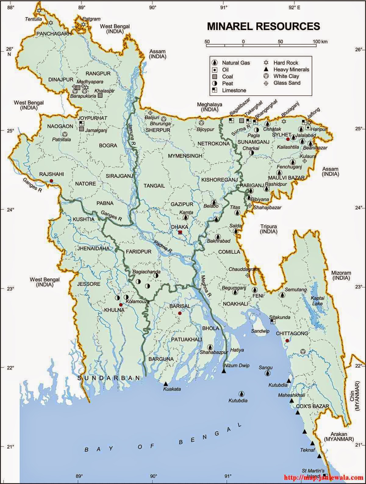 Mineral Resources Map of Bangladesh