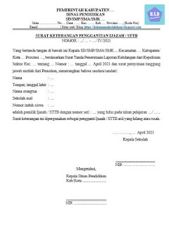contoh surat keterangan pengganti ijazah hilang (SKPI) dari sekolah