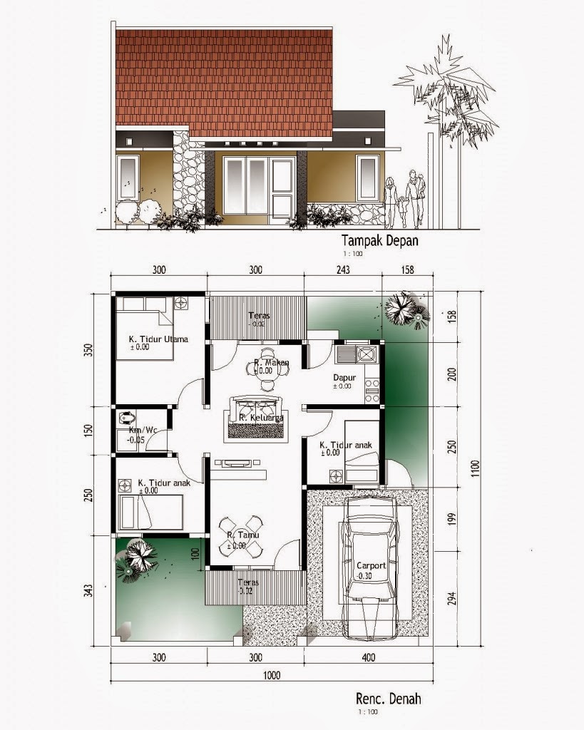 Denah Rumah Minimalis 1 Lantai Ukuran 9x14 Desain Rumah Minimalis