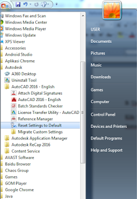 Cara ke 2 Reset Setting AutoCAD ke pengaturan awal