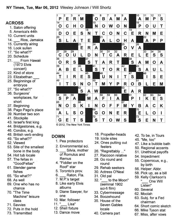 The New York Times Crossword In Gothic 030612 So What
