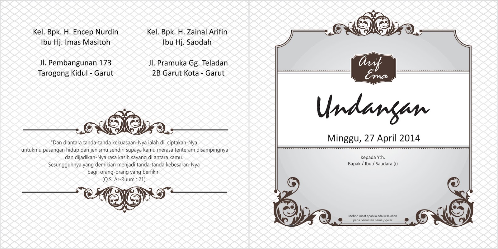 undangan pernikahan soft cover elegan Desain Kampungan