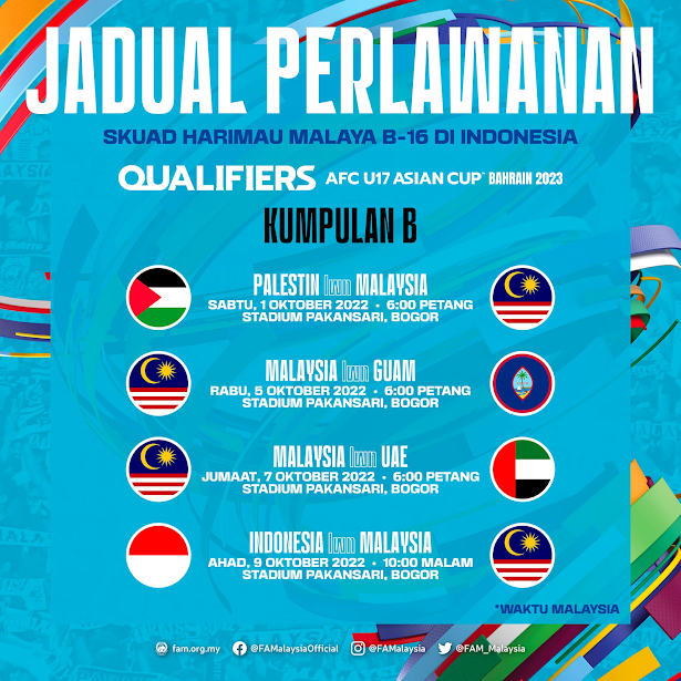 Jadual Perlawanan Kelayakan AFC U17 di Indonesia