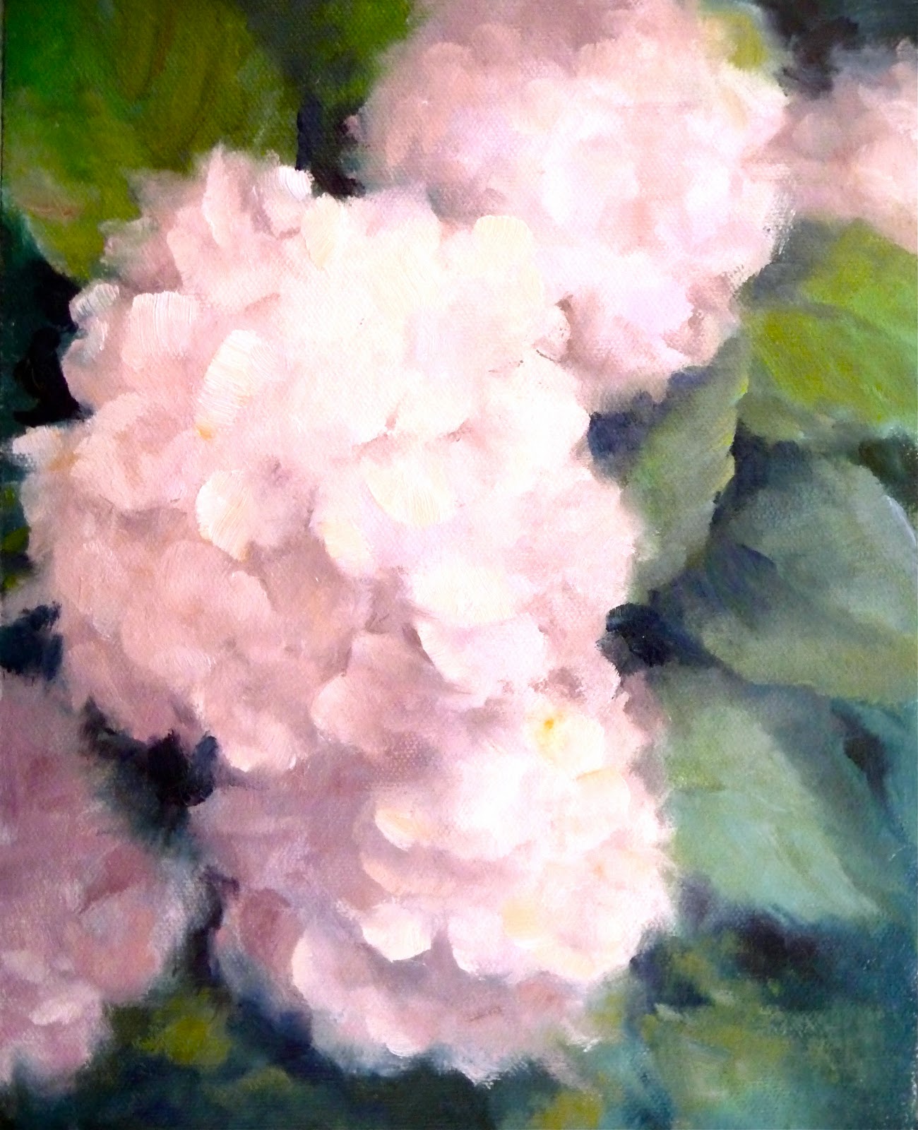 Hydrangea in Pastel White ©  Pink Hydrangeas Oil Painting  Painting 