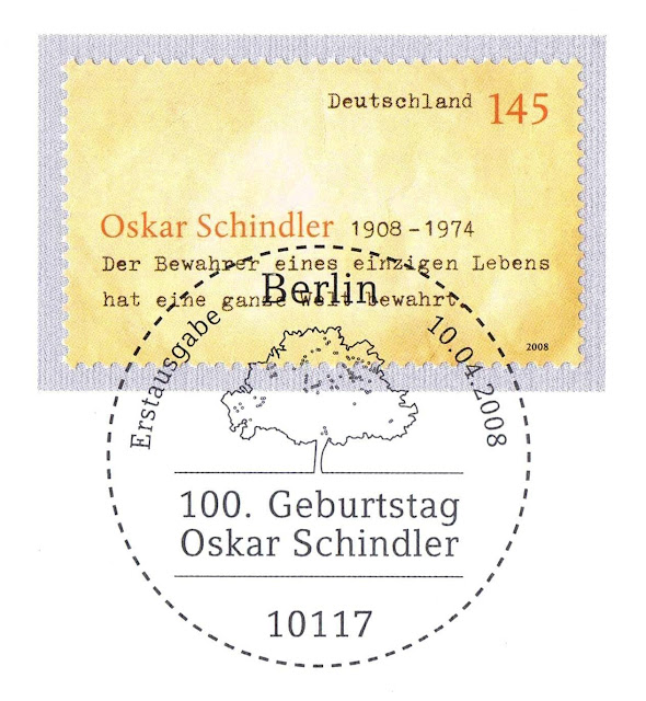 German stamp issued for the 100th birthday of Oskar Schindler