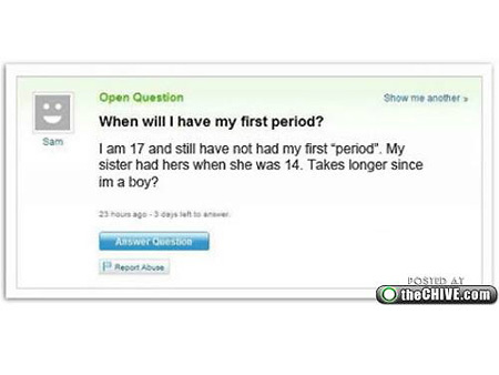 funny question. Funny Question on Yahoo Answer