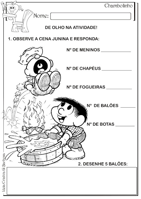 Atividade Matemática de contar itens Festas Juninas