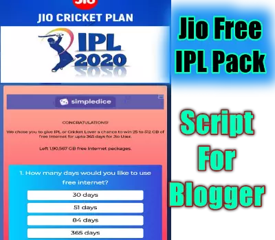 Jio Free IPL Data Pack Script For Blogger free Download.