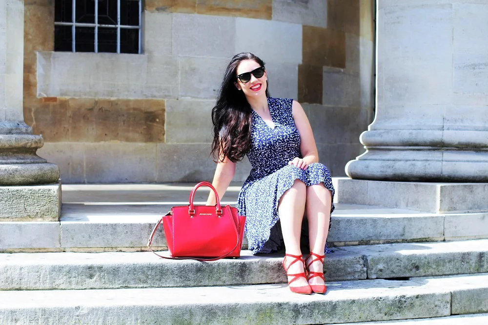 Emma Louise Layla in Joules gracie dress & Michael Kors red Selma bag - UK fashion blogger