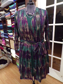 Purple & Green Abstract Print Hacchi Sweater Duster www.sewplus.blogspot.com