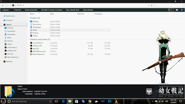 Theme Youjo Senki for Windwos 10 Version 1607