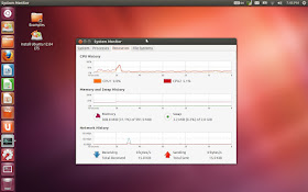Ubuntu 12.04 desktop with System Monitor