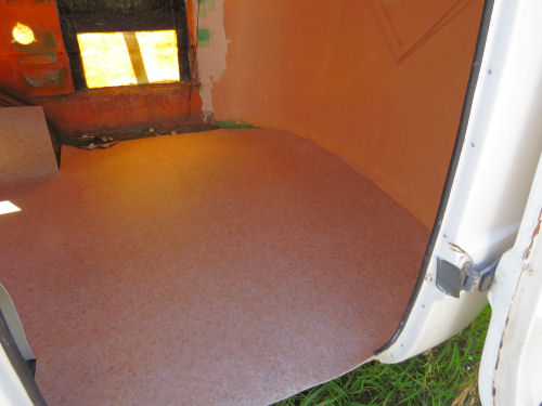 new vinyl on a fiberglass trailer floor