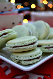 Chocolate mint flavour French macarons perfect for after dinner