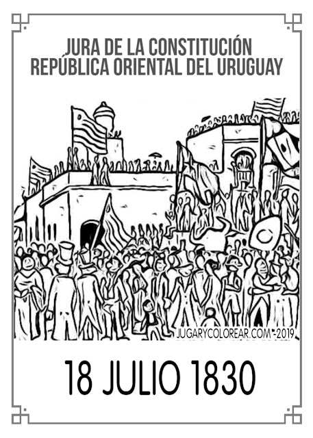 Jura de la Constitución de la República Oriental del Uruguay, dibujos para colorear 18 de Julio 