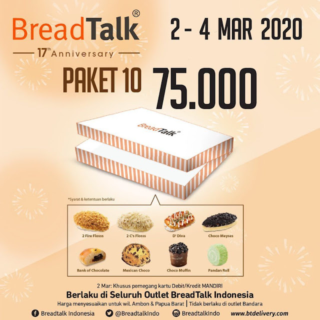 #BreadTalk - #Promo Ulang Tahun ke 17 Promo Cookies Cake & Paket 10 (s.d 04 Mar 2020)