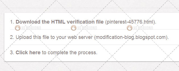 Verifikasi Blogger ke Akun Pinterest