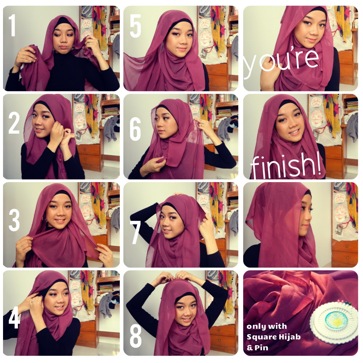27 Gambar Keren Tutorial Hijab Indonesia Segi Empat Remaja Terlengkap