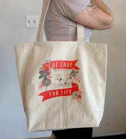 Cat Lady for Life canvas tote bag
