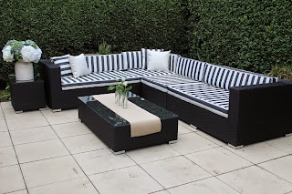 garden furniture black and white stripes 