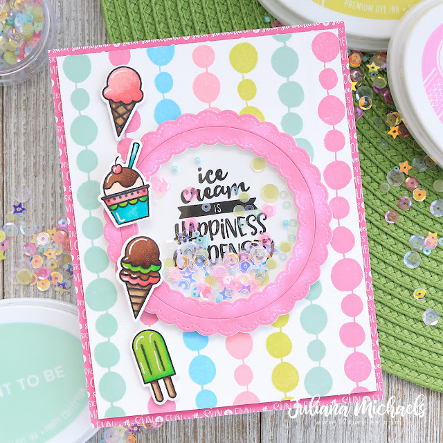 Ice Cream Happiness Condensed Shaker Card by Juliana Michaels featuring Catherine Pooler Designs available at Scrapbook.com