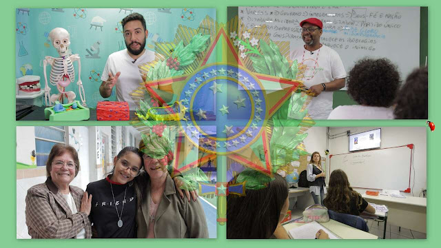 Imagens de personagens do programa "Arquivo" sobre os desafios de ser professor no Brasil.