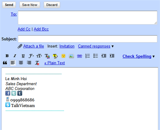 Gmail HTML signature