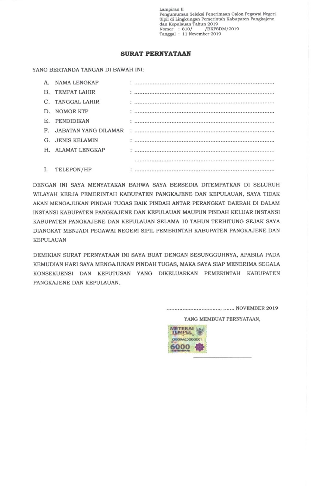 Contoh Surat Permohonan Pindah Kerja Pns Antar Kabupaten 
