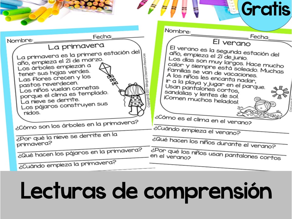 FREE No Prep Reading Comprehension Passages in Spanish