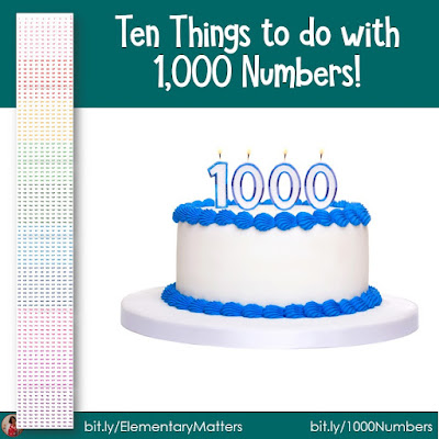 Ten things to do with 1,000 numbers - Here's a grid of 1,000 numbers, along with several ideas to get you started building number sense with your students!