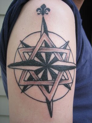 Aaron Aviv sent me his impressive Star of David Fleur de Lis TATTOO and 