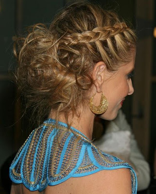 french plait hairstyle. popular French braid is an