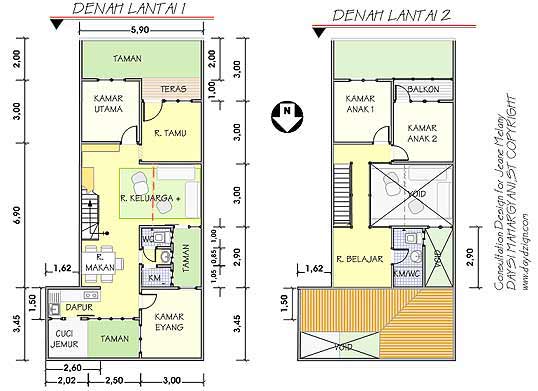 TEKNIK KONSTRUKSI KAYU  Denah  Rumah  Bertingkat