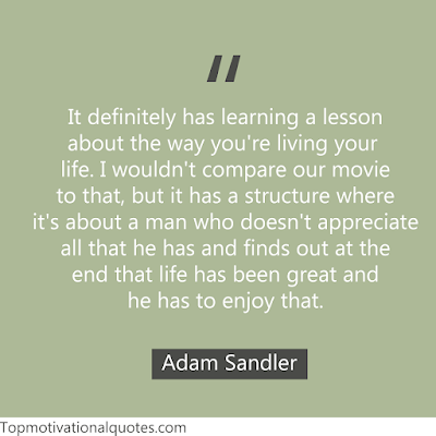 It definitely has learning a lesson about the way you're living your life quote by Adam Sandler- Inspirational words