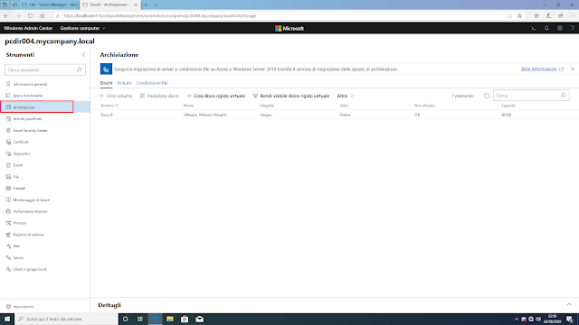 Windows Admin Center, Archiviazione