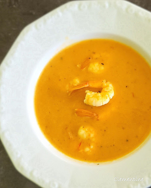 Soupe crémeuse crevettes