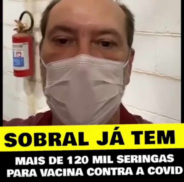 Prefeito de Sobral ironiza Bolsonaro e diz que cidade já tem 120 mil agulhas e seringas para vacinação contra a Covid-19