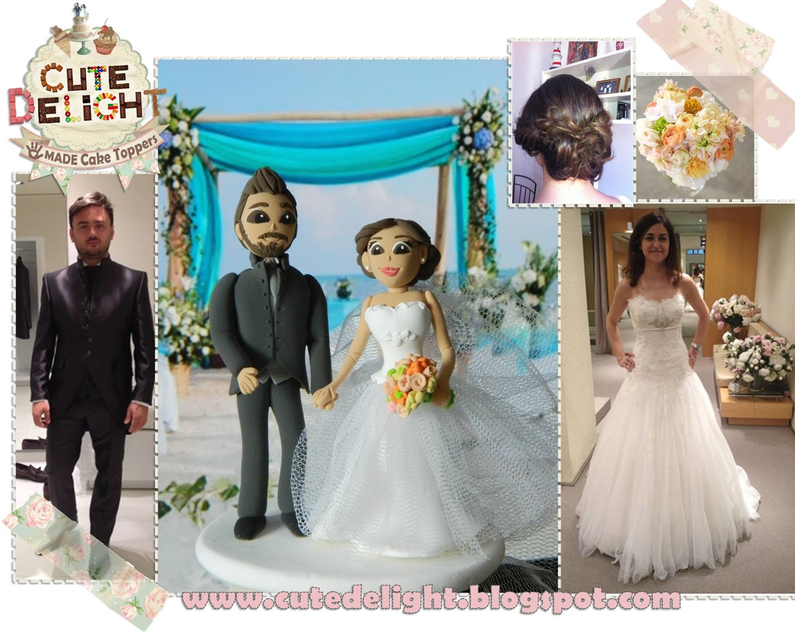 unique wedding cake toppers Cute Delight - Custom Handmade Wedding Cake Topper -Bride and Groom 